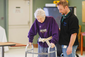 Morningstar therapist working out with resident.